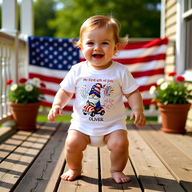 Camiseta De Bebé Gnomo Patriótico Bebé Primer 4 de Julio (Subido por el creador)