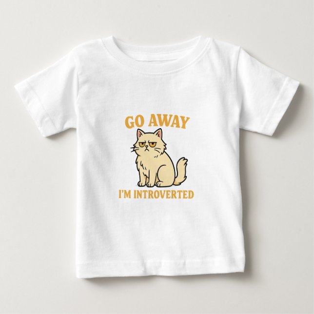 Camiseta De Bebé Go Away I'm Introverted – Funny Cat Shirt (Anverso)