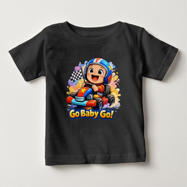 Camiseta De Bebé Go Baby Go Cute Racing Toddler Illustration (Anverso)