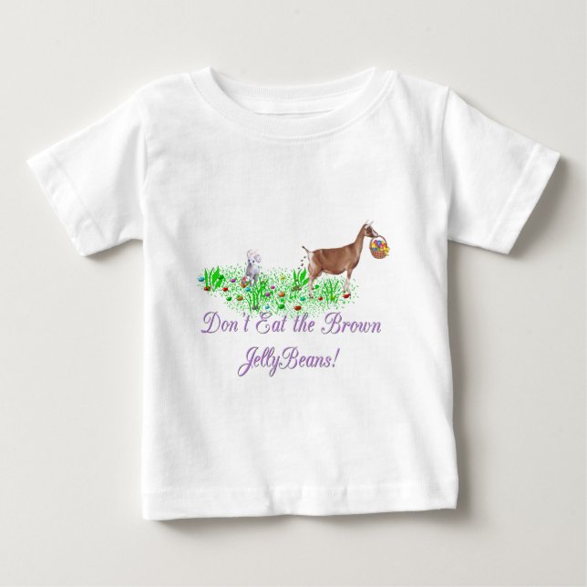 Camiseta De Bebé Goat no se come los frijoles de gelatina marrón (Anverso)