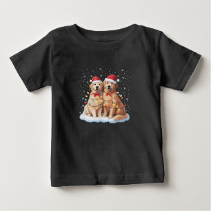 Camiseta De Bebé Golden Retriever Navidad Sombrero de Santa Reno