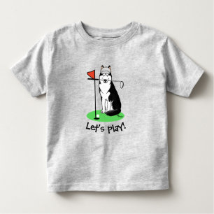 Camiseta De Bebé Golf Siberian Husky (negro) Perro jugando Cute Gra