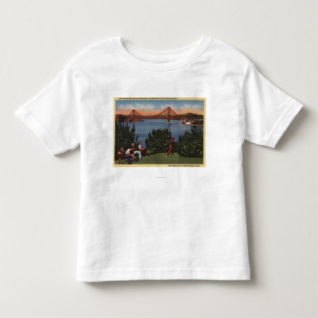 Camiseta De Bebé Golfistas con puente Golden Gate en fondo (Anverso)