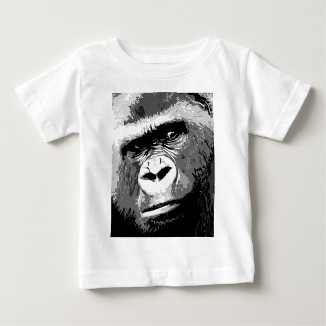 Camiseta De Bebé Gorila blanco y negro (Anverso)