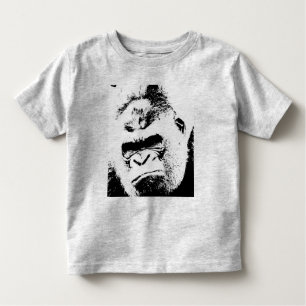 Camiseta De Bebé Gorila de arte pop blanco y negro