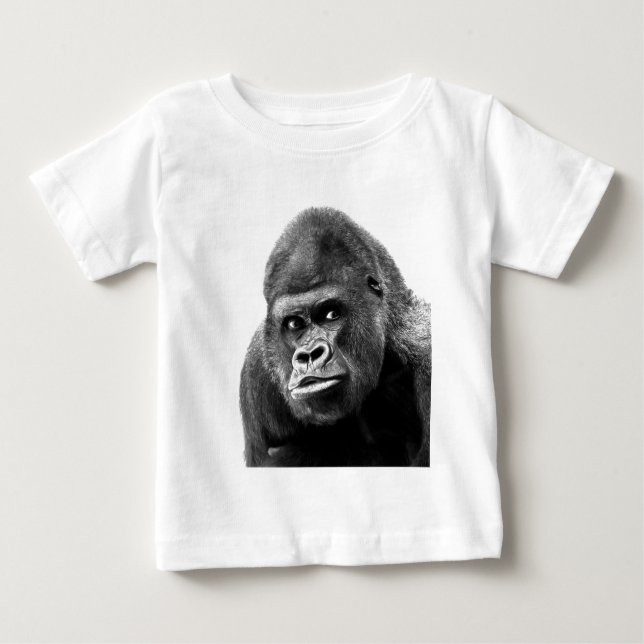 Camiseta De Bebé Gorilla blanca negra (Anverso)