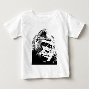 Camiseta De Bebé Gorilla de arte pop blanco negro