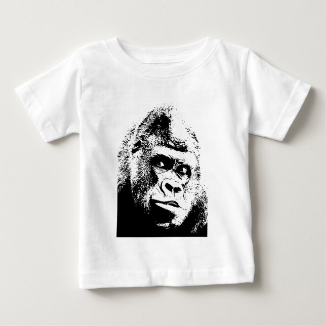 Camiseta De Bebé Gorilla de arte pop blanco negro (Anverso)