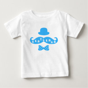 Camiseta De Bebé Gorra Azul Mustache Casual Baby Boy T-Shirt