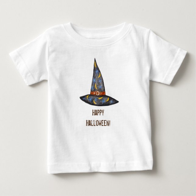 Camiseta De Bebé Gorra de Brujas, Personalizado Halloween Baby Jers (Anverso)