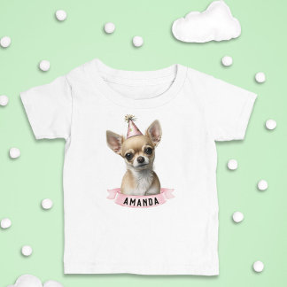Camiseta De Bebé Gorra de Fiesta rosa chihuahua chiita con nombre
