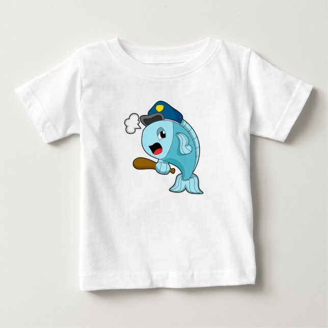 Camiseta De Bebé Gorra de Policía de Pesca (Anverso)