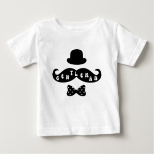 Camiseta De Bebé Gorra negro Mustache Casual Baby Boy T-Shirt