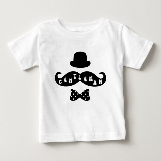 Camiseta De Bebé Gorra negro Mustache Casual Baby Boy T-Shirt (Anverso)