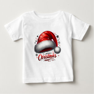 Camiseta De Bebé Gorro de Santa Escarlata Brillante