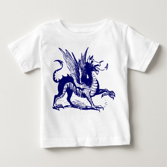 Camiseta De Bebé Grabado de dragones - Armada Profunda (Anverso)