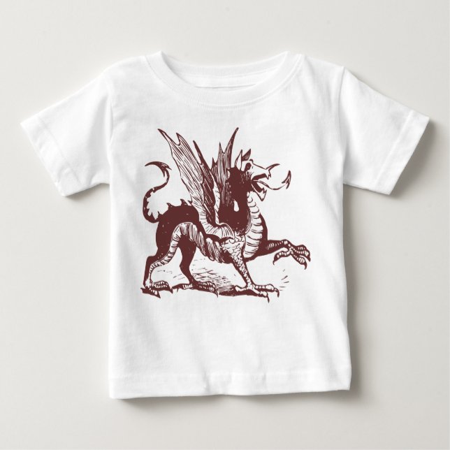 Camiseta De Bebé Grabado de dragones - Marrón oscuro (Anverso)