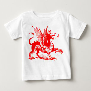 Camiseta De Bebé Grabado de dragones - Rojo