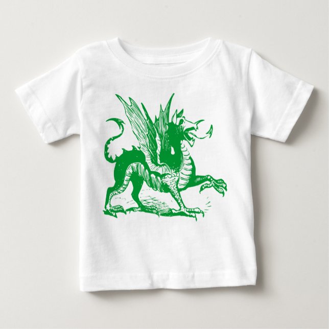 Camiseta De Bebé Grabado de dragones - Verde de hierba (Anverso)