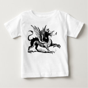 Camiseta De Bebé Grabado Dragon - Negro