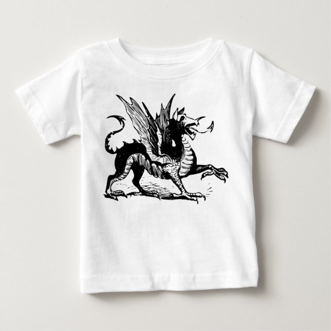 Camiseta De Bebé Grabado Dragon - Negro (Anverso)