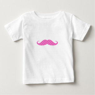 Camiseta De Bebé Graciosa chica rosa caliente Polka Doce Mustache