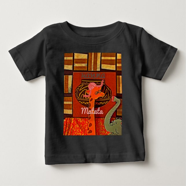 Camiseta De Bebé Graciosa jirafa con texto fresco Hakuna Matata (Anverso)