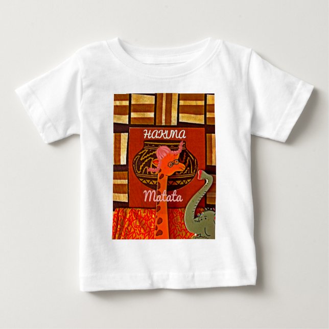 Camiseta De Bebé Graciosa jirafa con texto fresco Hakuna Matata Dis (Anverso)