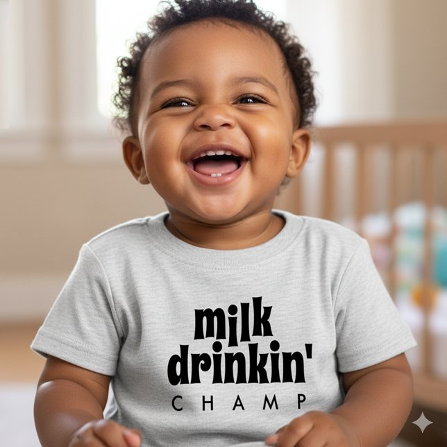 Camiseta De Bebé Graciosa Leche Drinkin' Champ (Funny Milk Drinkin' Champ Baby Shirt Cover Photo)