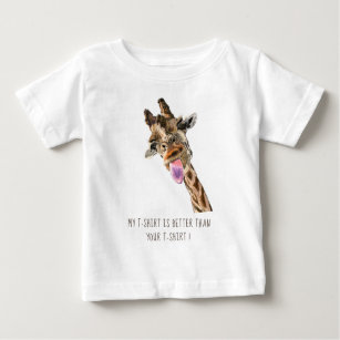 Camiseta De Bebé Graciosa lengua de jirafa fuera de Wink juguetón -