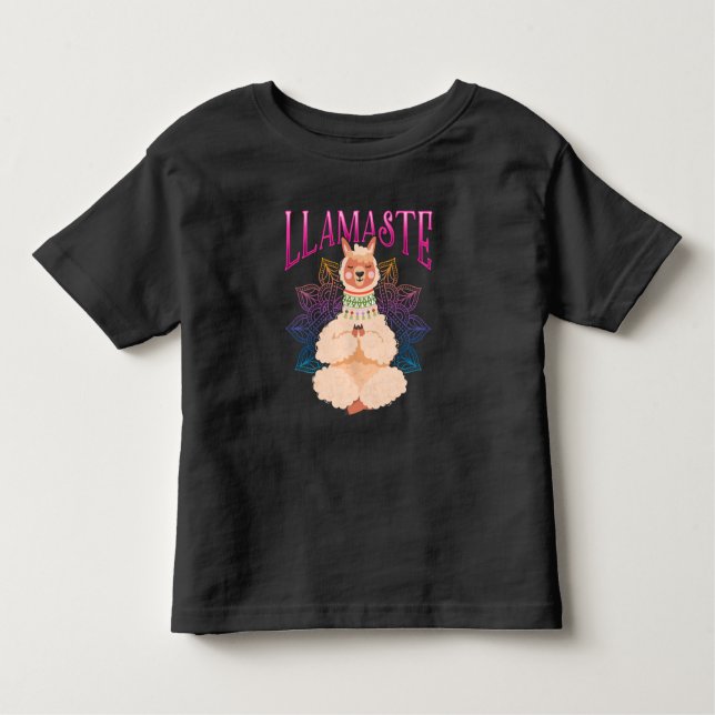 Camiseta De Bebé Graciosa Llama Yoga relajante animal de meditación (Anverso)
