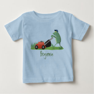 Camiseta De Bebé Graciosa rana verde que siembra césped personaliza