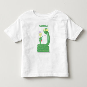 Camiseta De Bebé Graciosa serpiente verde con maraca personalizado
