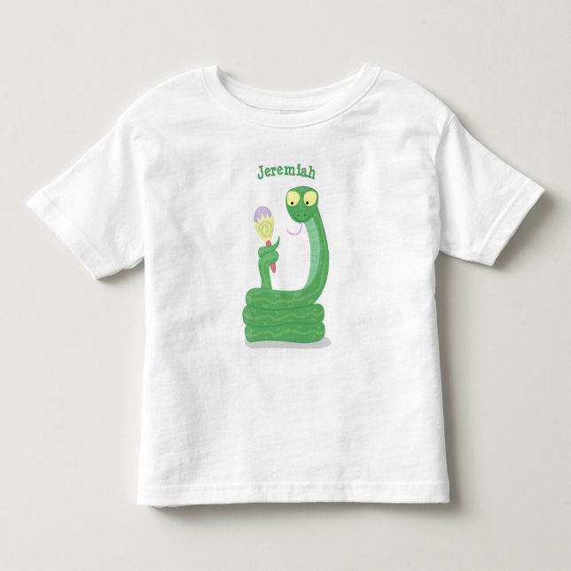 Camiseta De Bebé Graciosa serpiente verde con maraca personalizado (Anverso)