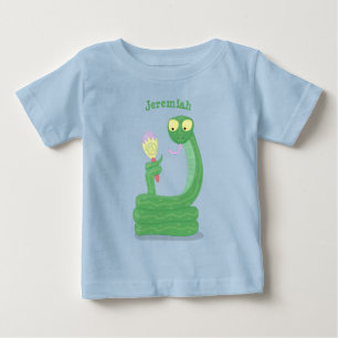Camiseta De Bebé Graciosa serpiente verde con maraca personalizado