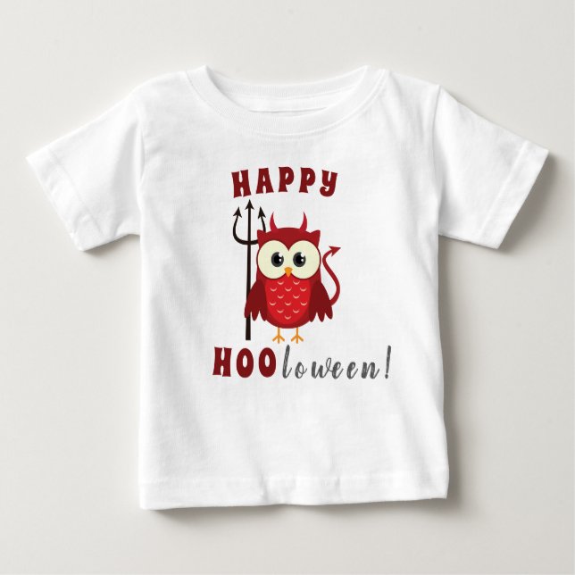 Camiseta De Bebé Graciosa travesura o trato de búho de Halloween (Anverso)