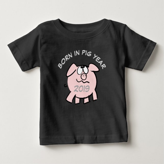 Camiseta De Bebé Gracioso 2 Personalizados Ilustracion Cerdo Rosa 2 (Anverso)