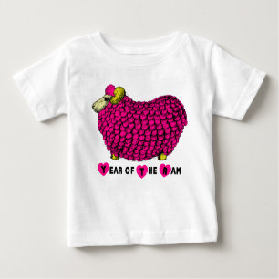 Camiseta De Bebé Gracioso Año Chino Ram Rosa Zodiac Toddler T
