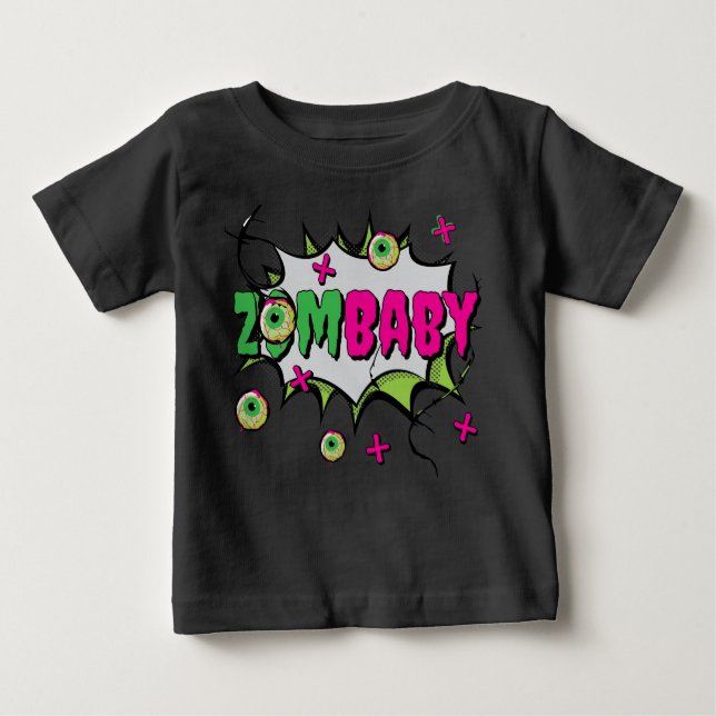Camiseta De Bebé Gracioso asuy lindo ‘ZomBaby’ Zombie Pun (Anverso)