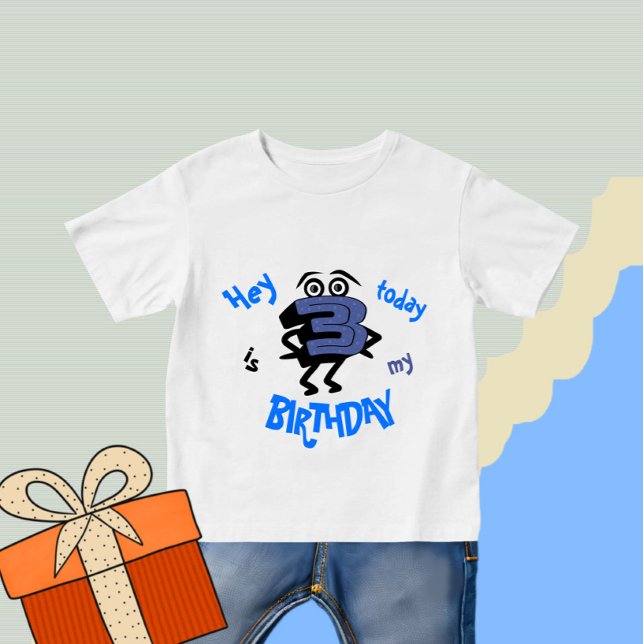 Camiseta De Bebé Gracioso azul número tres (Subido por el creador)