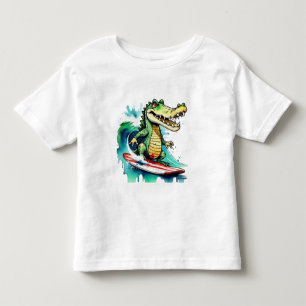 Camiseta De Bebé Gracioso cocodrilo surfeando T-Shirt