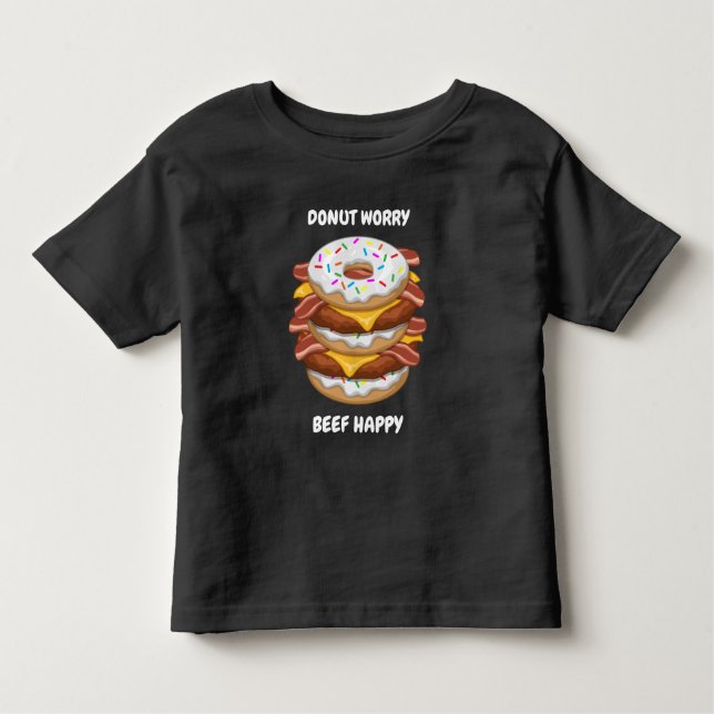 Camiseta De Bebé Gracioso Donut Beef Feliz Bacon Cheeseburger (Anverso)