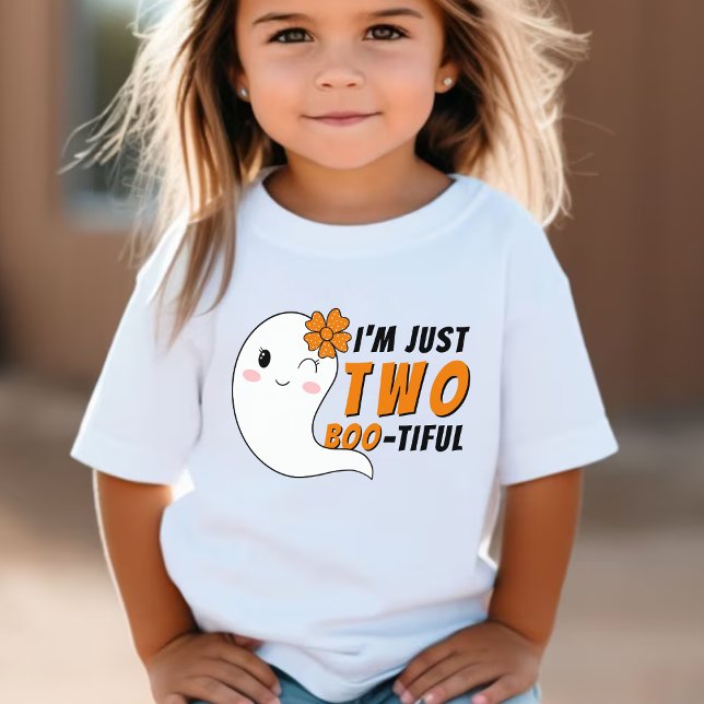 Camiseta De Bebé Gracioso Fantasma Halloween de 2 años Segundo cump (Funny Cute Ghost Halloween 2 Year Old 2nd Birthday Toddler T-Shirt)