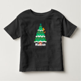 Camiseta De Bebé Gracioso gato de árbol de navidad lindo personaliz