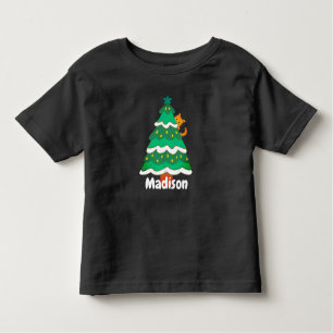 Camiseta De Bebé Gracioso gato de árbol de navidad lindo personaliz