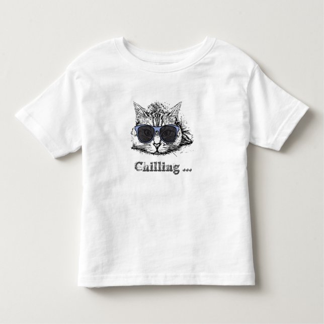Camiseta De Bebé Gracioso Gato Escalofriante Con Gafas De Sol Cuest (Anverso)