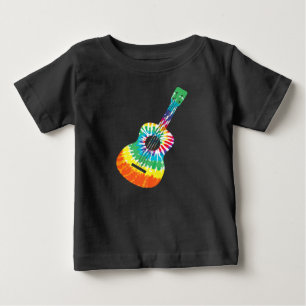 Camiseta De Bebé Gracioso Hippie Arco Iris Tye Guitarra Acústica P