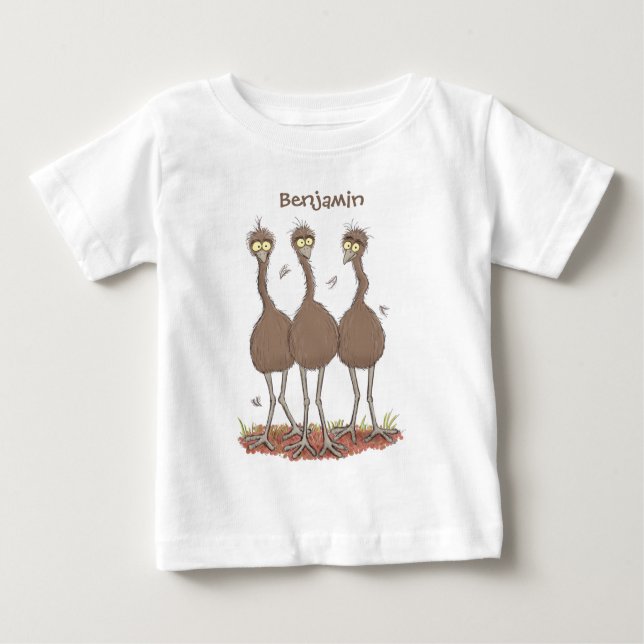 Camiseta De Bebé Gracioso ilustracion del trío de emu australiano p (Anverso)