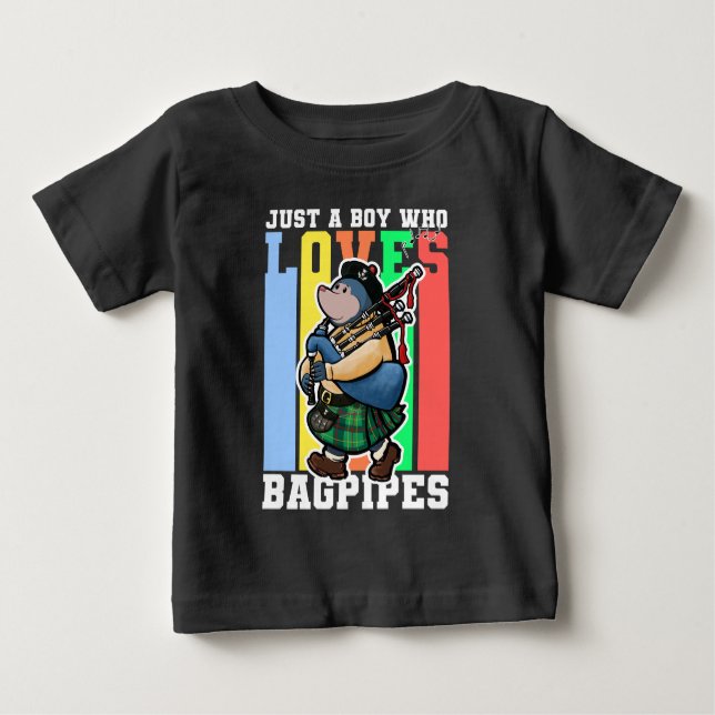 Camiseta De Bebé Gracioso jugador de Bagpipes (Anverso)