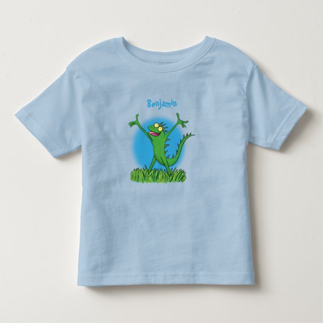 Camiseta De Bebé Gracioso lagarto de iguana con sonrisa verde (Anverso)